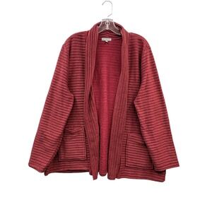 Habitat Ribbed Open Front Cardigan Red Textured Cozy Layer Lounge Rustic XL